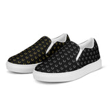 Black Horseshoe Print Canvas Slip On Shoes (Women's)