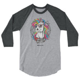 Hipster Unicorn 3/4 Sleeve Raglan