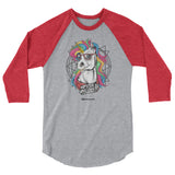 Hipster Unicorn 3/4 Sleeve Raglan