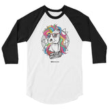 Hipster Unicorn 3/4 Sleeve Raglan