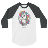 Hipster Unicorn 3/4 Sleeve Raglan