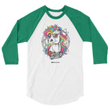 Hipster Unicorn 3/4 Sleeve Raglan
