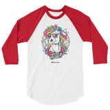 Hipster Unicorn 3/4 Sleeve Raglan