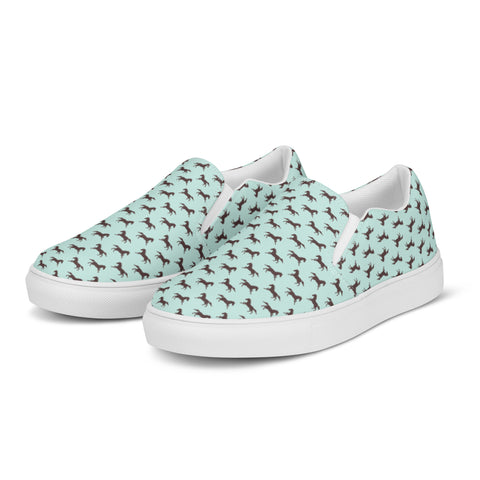 Galloping Horse Print Slip On Canvas Shoes (Women's)